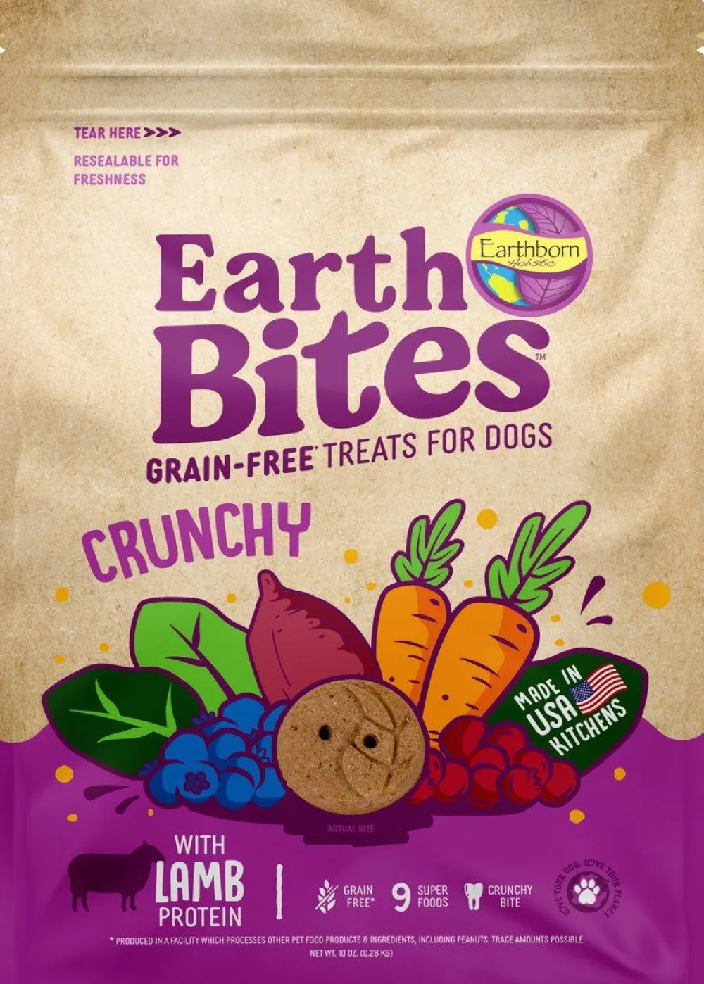 Earthborn Biscuits & Crunchy Treats^Holistic EarthBites Lamb Flavor Crunchy Dog Treats, 10-oz