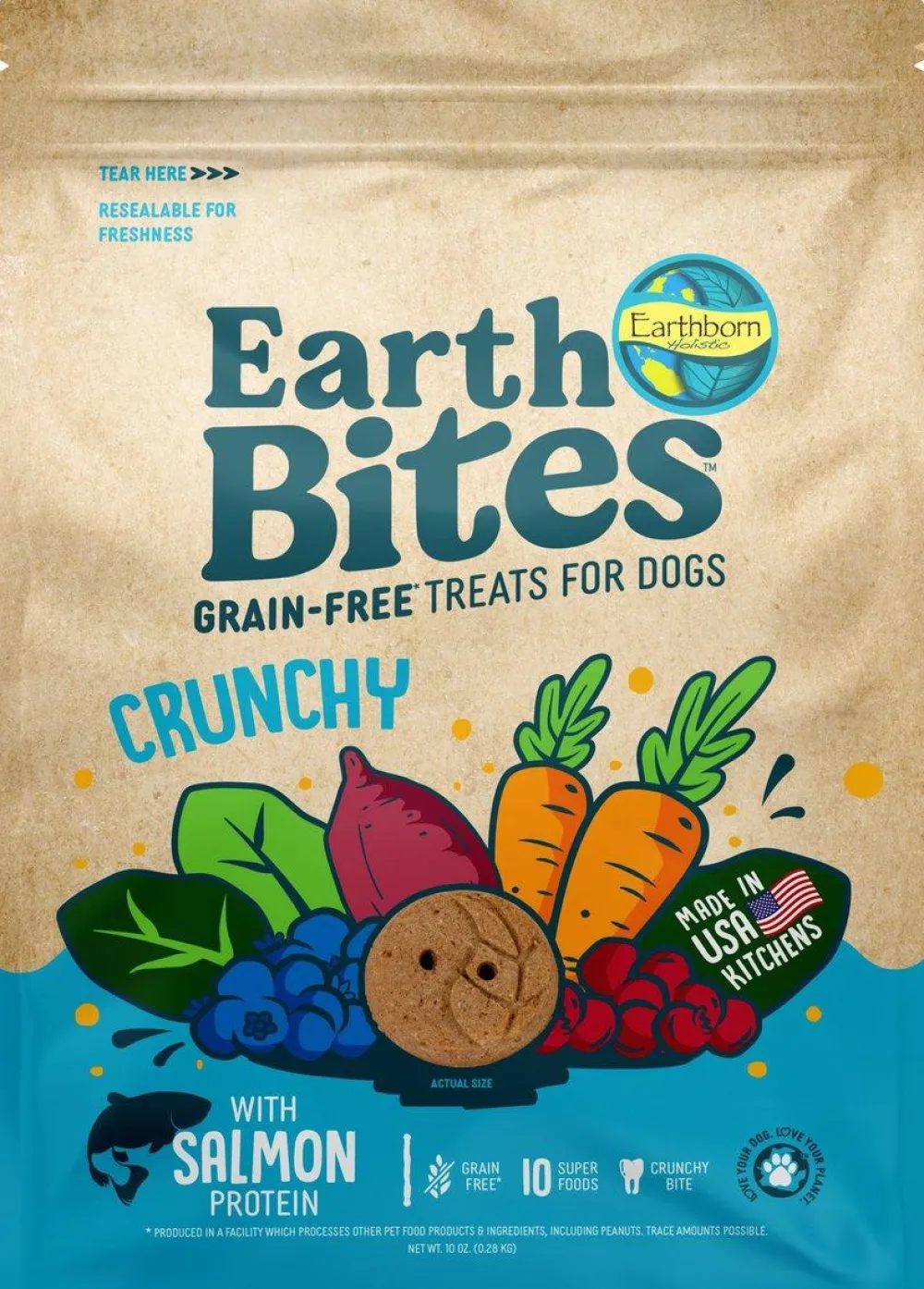 Earthborn Biscuits & Crunchy Treats^Holistic EarthBites Salmon Flavor Crunchy Dog Treats, 10-oz