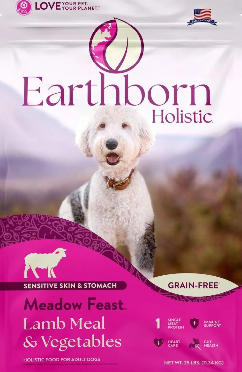 Earthborn Dry Food^Holistic Meadow Feast Lamb Meal & Vegetables Grain-Free Dry Dog Food, 4-lb