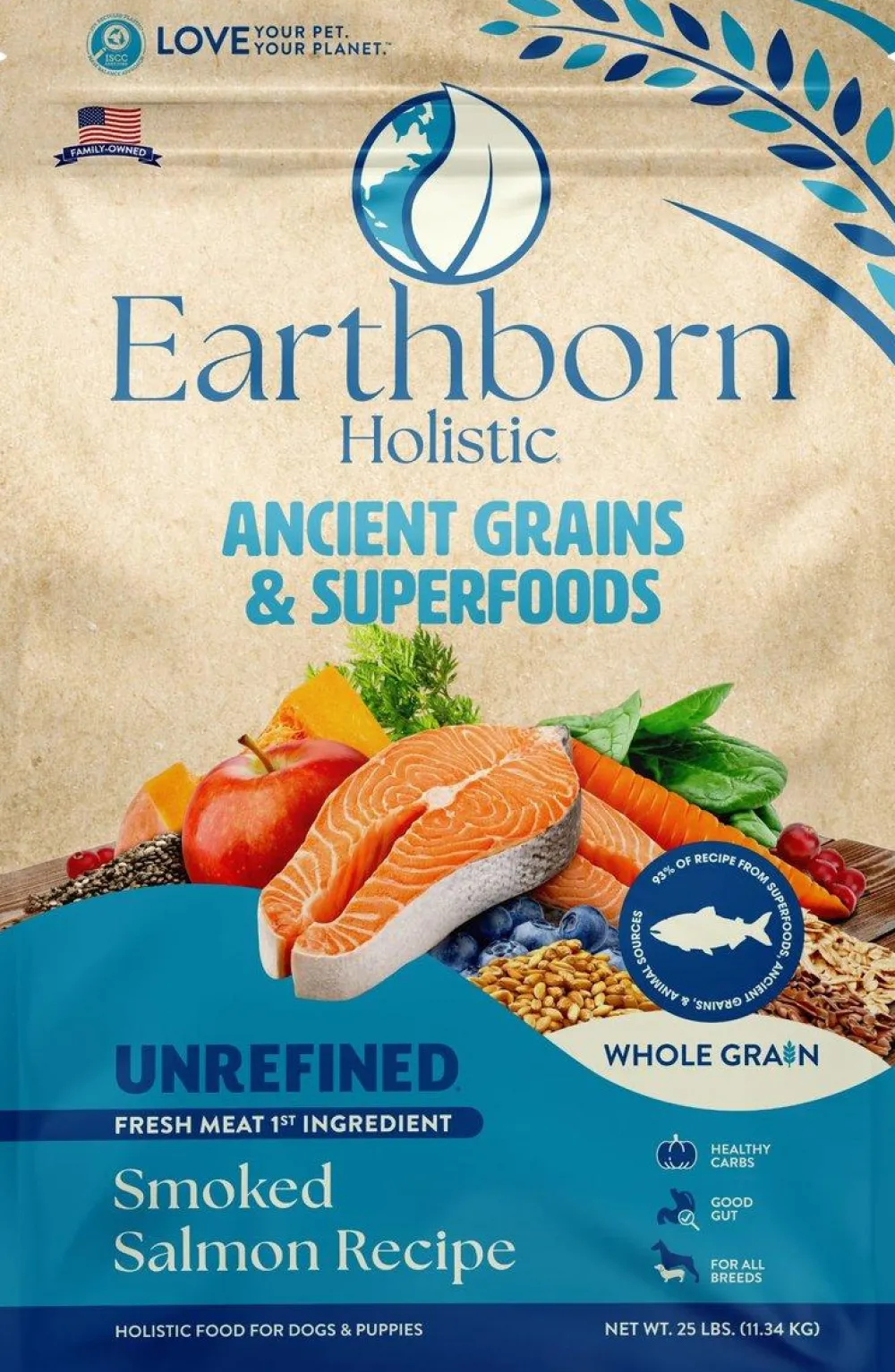Earthborn Dry Food^Holistic Unrefined Smoked Salmon with Ancient Grains & Superfoods Dry Dog Food, 4-lb