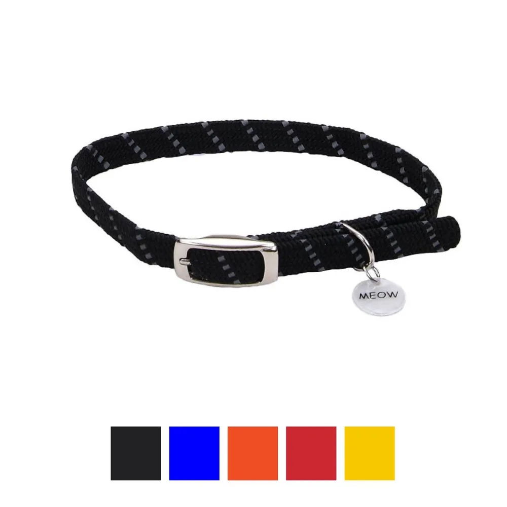Elastacat Leashes & Collars | Leashes & Collars^Reflective Safety Stretch Cat Collar, Black, 10-in