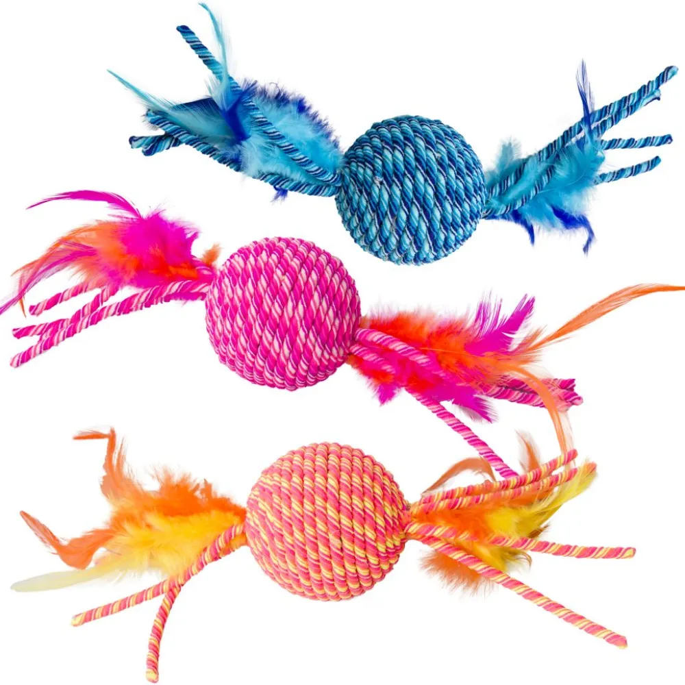 Ethical Products, Inc. Toys | Toys^Ethical Pet Spot Elasteeez Ball with Feathers Cat Toy, Assorted Colors