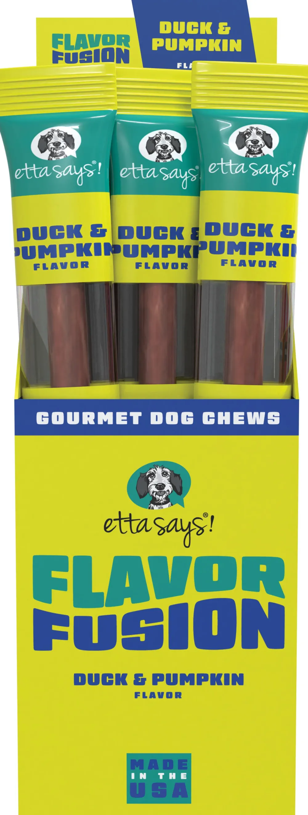 Etta Says! Bully Sticks & Natural Chews^Flavor Fusion Duck & Pumpkin Dog Treats, 1.5-oz