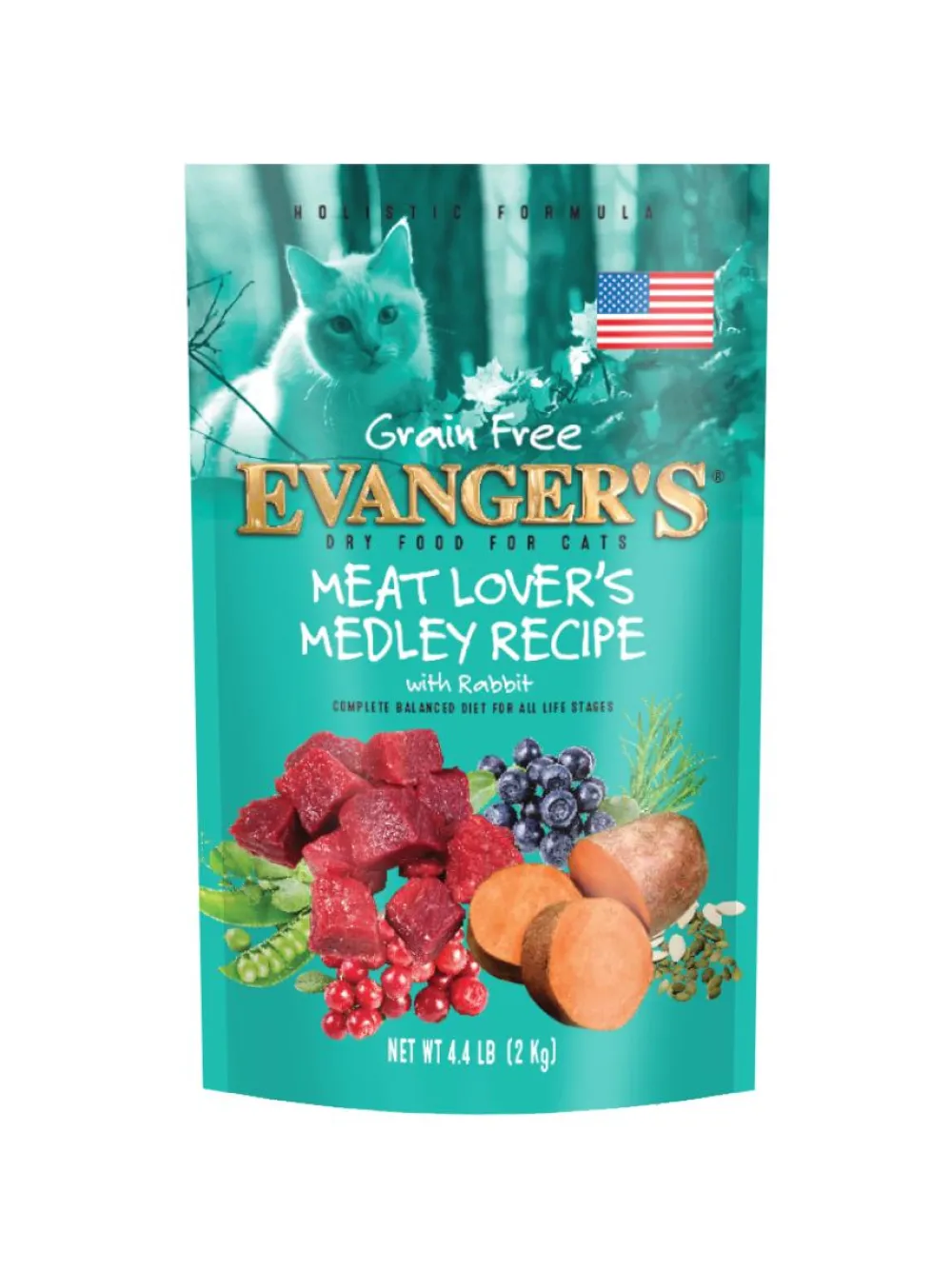 Evangers Dry Food^Evanger's Grain-Free Meat Lover's Medley with Rabbit Dry Cat Food, 4.4-lb