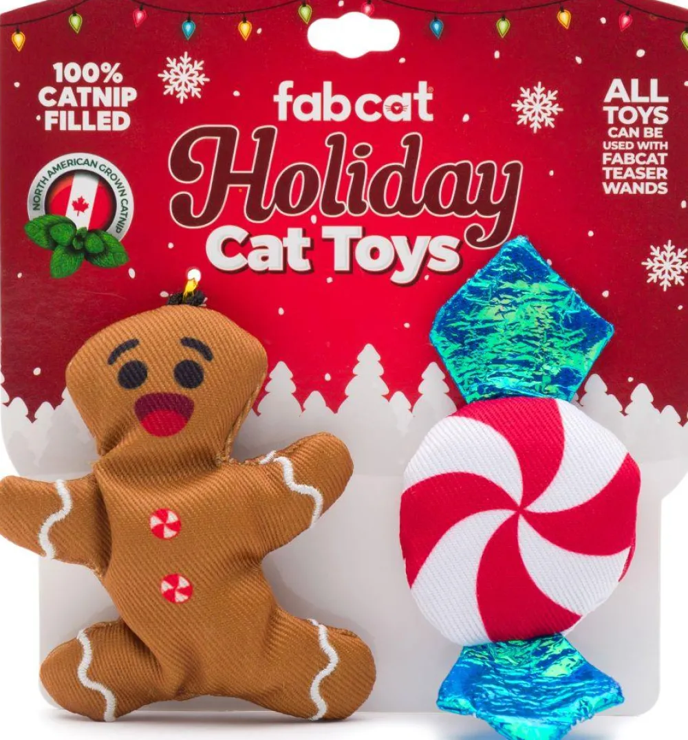 Fabdog Toys | Toys^fabcat Holiday Gingerbread Man & Peppermint Catnip Cat Toy