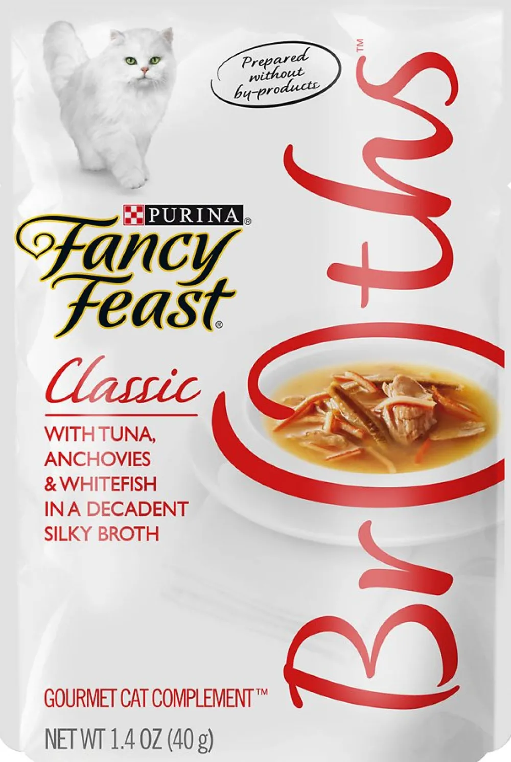 Fancy Feast Food Toppings | Broth^Classic Broths with Tuna, Anchovies & Whitefish Supplemental Cat Food Pouches, 1.4-oz