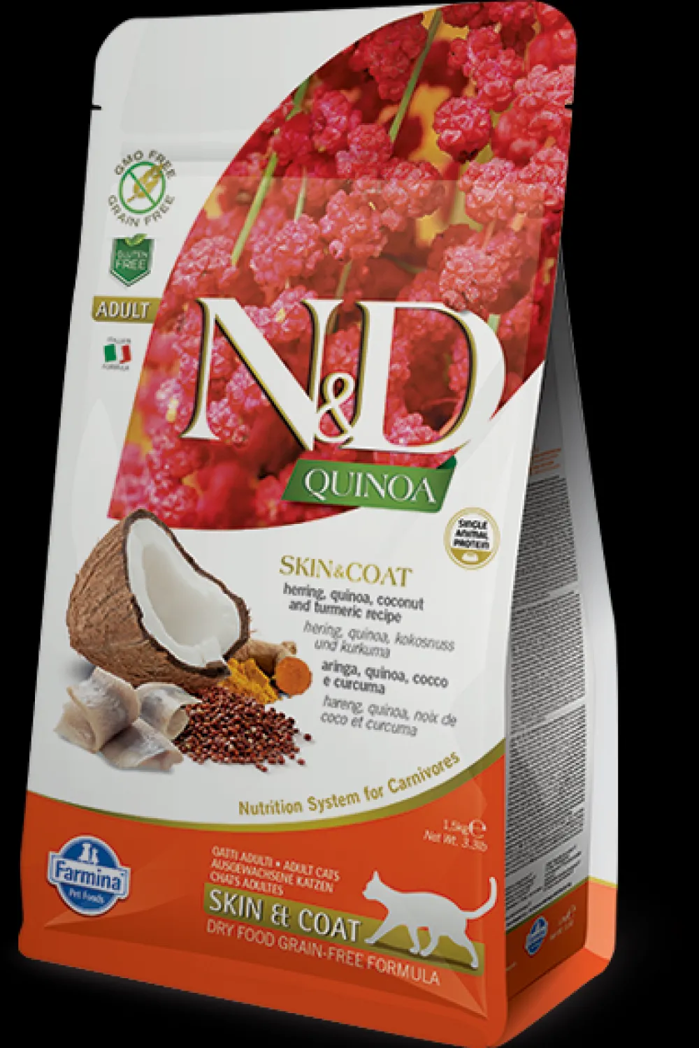 Farmina Dry Food^N&D Quinoa Skin & Coat Herring Dry Cat Food, 3.3-lb