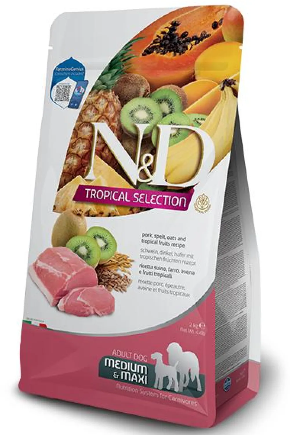 Farmina Dry Food^N&D Tropical Selection Pork, Spelt, Oats & Tropical Fruits Adult Medium & Maxi Dry Dog Food, 4.4-lb