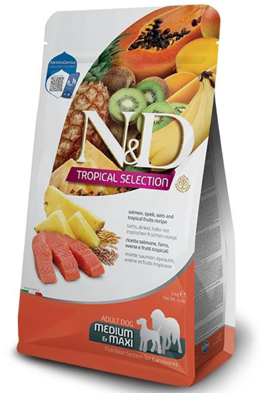 Farmina Dry Food^N&D Tropical Selection Salmon, Spelt, Oats & Tropical Fruits Adult Medium & Maxi Dry Dog Food, 22-lb