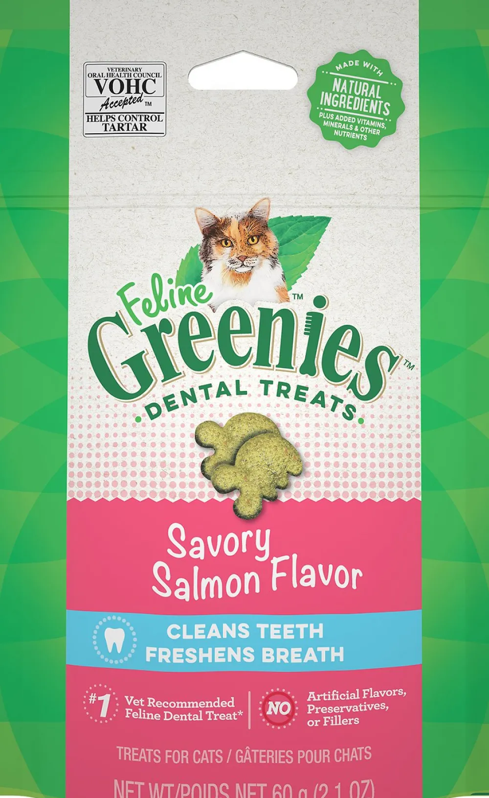 Greenies Crunchy Treats | Dental Care^Feline Savory Salmon Flavor Dental Cat Treats, 2.1-oz