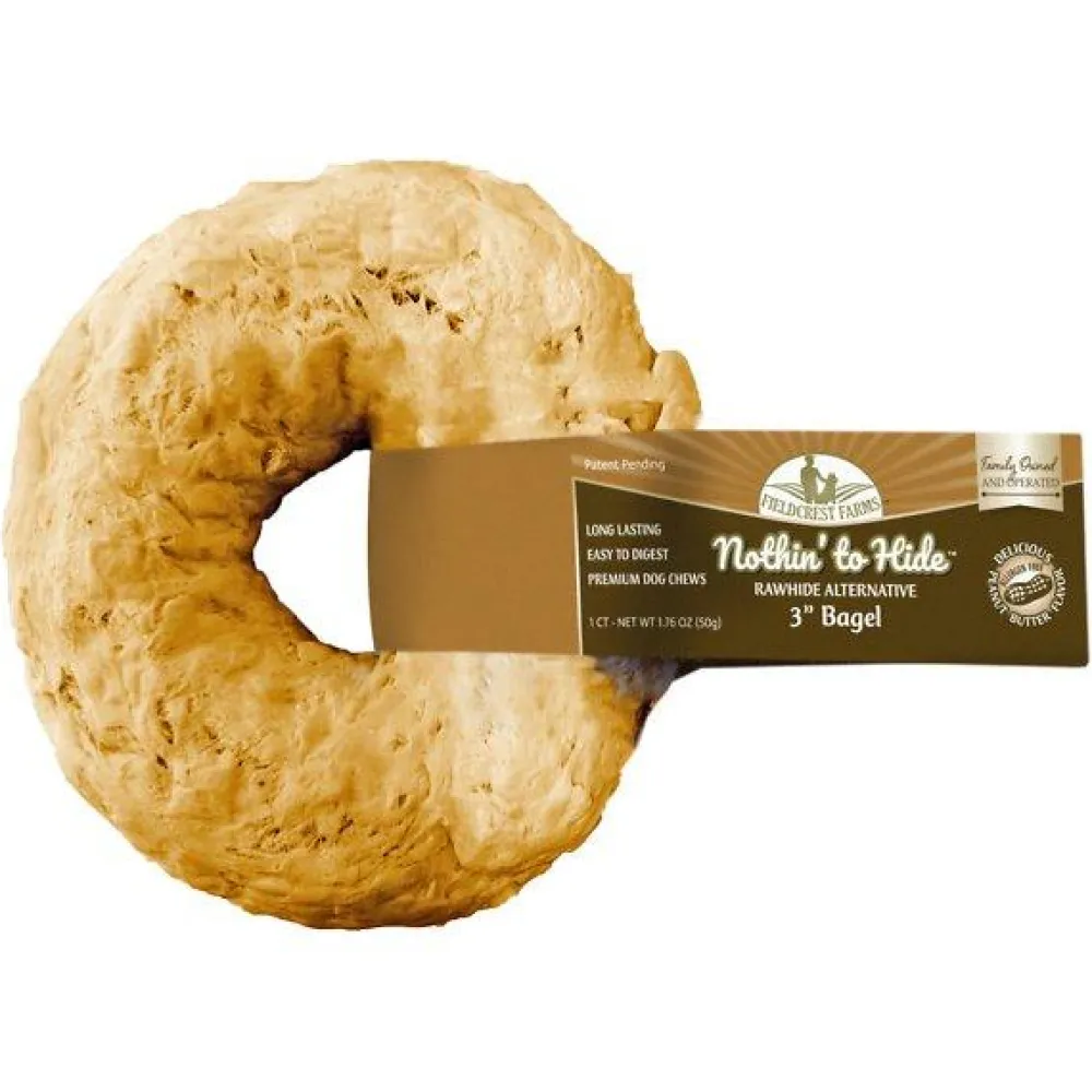 Fieldcrest Farms Bully Sticks & Natural Chews^Nothin' to Hide Bagel Peanut Butter Dog Treats, 3-in