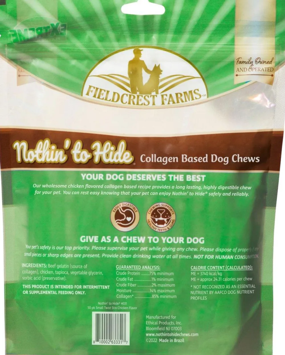 Fieldcrest Farms Bully Sticks & Natural Chews^Nothin' to Hide Small Twist Stix Chicken Pack Dog Treats, 50-pk