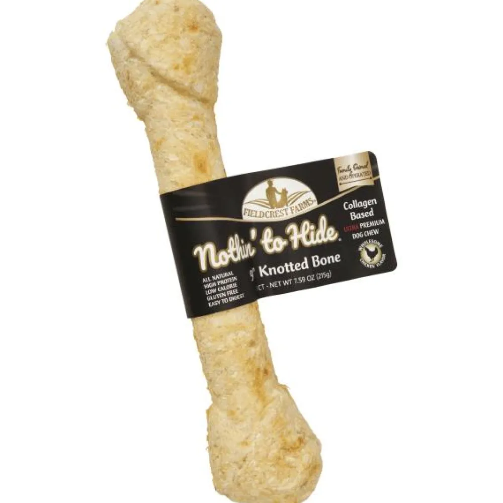 Fieldcrest Farms Bully Sticks & Natural Chews^Nothin' to Hide Ultra Knotted Bones Chicken Dog Treats, 9-in