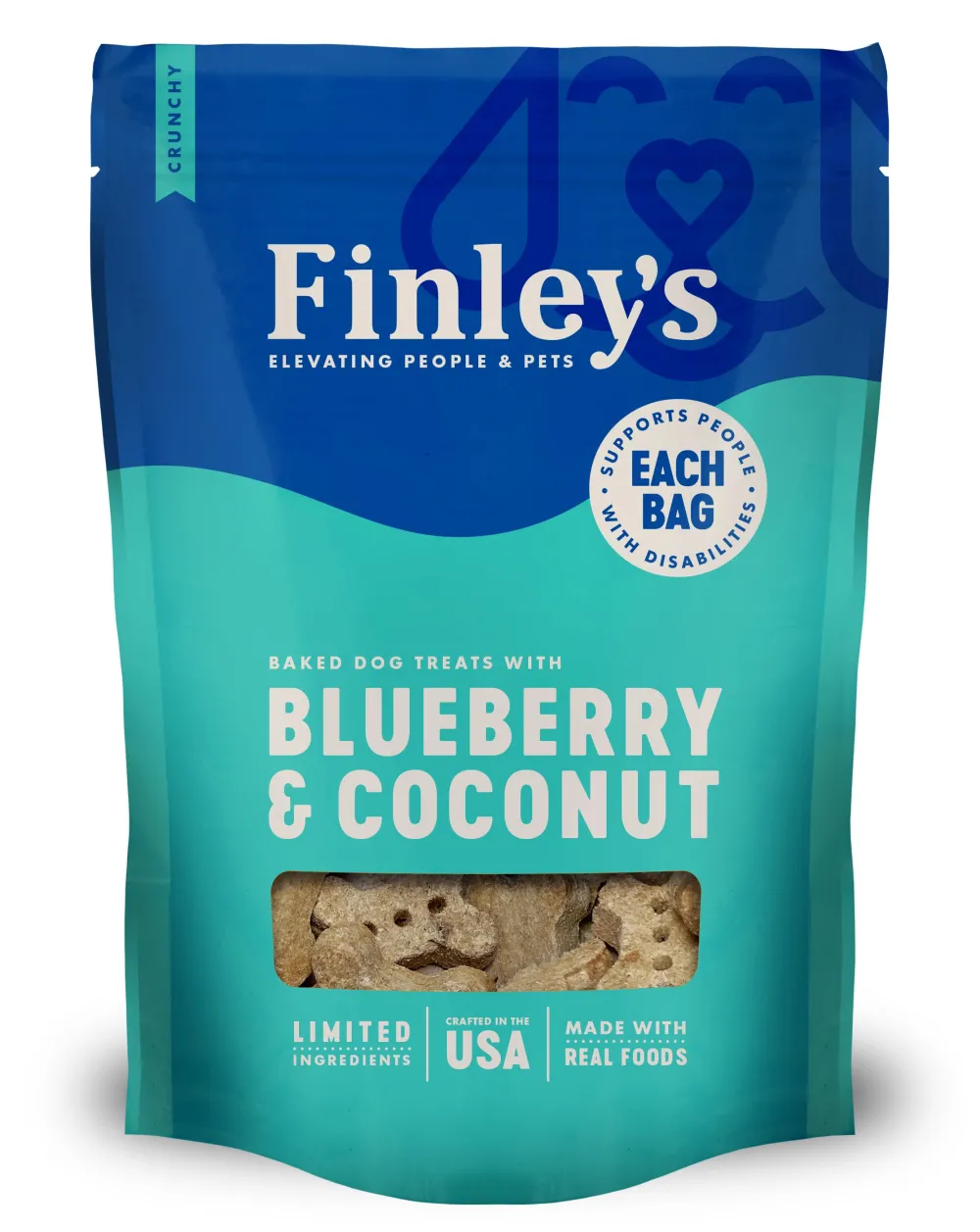 Finley's Biscuits & Crunchy Treats^Blueberry & Coconut Crunchy Biscuit Dog Treats, 12-oz