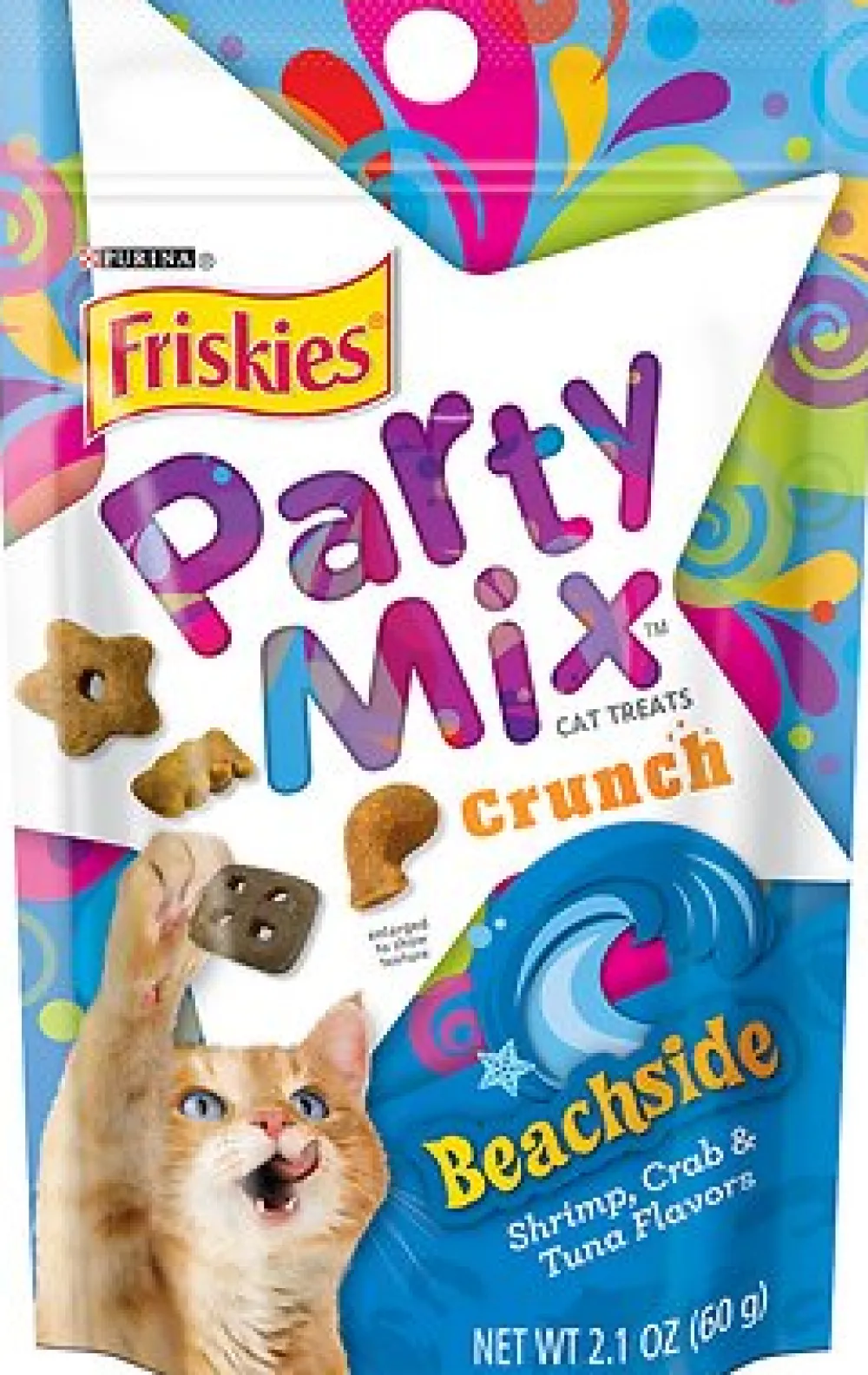 Friskies Crunchy Treats^Party Mix Crunch Beachside Cat Treats, 2.1-oz