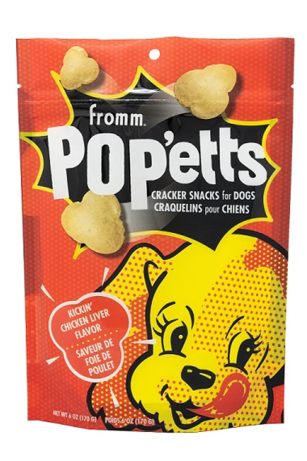 Fromm Biscuits & Crunchy Treats^Pop'etts Kickin' Chicken Liver Cracker Snacks Dog Treats, 6-oz