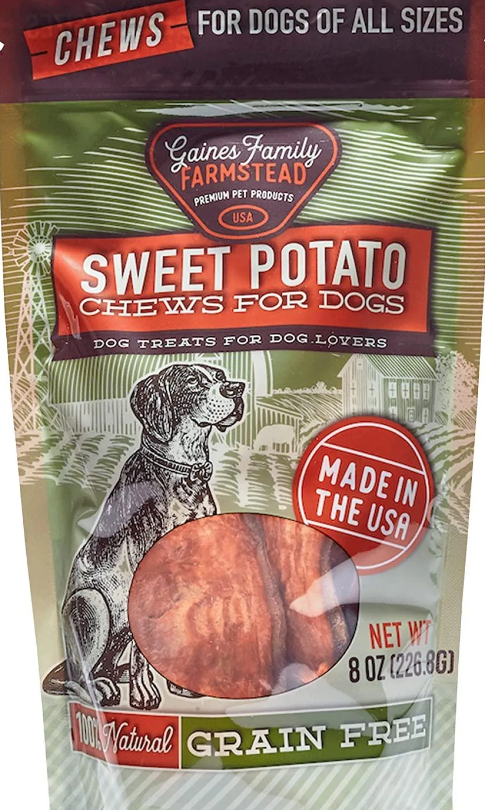 Gaines Family Farmstead Air-Dried & Dehydrated Treats^Sweet Potato Chews Dog Treats, 8-oz