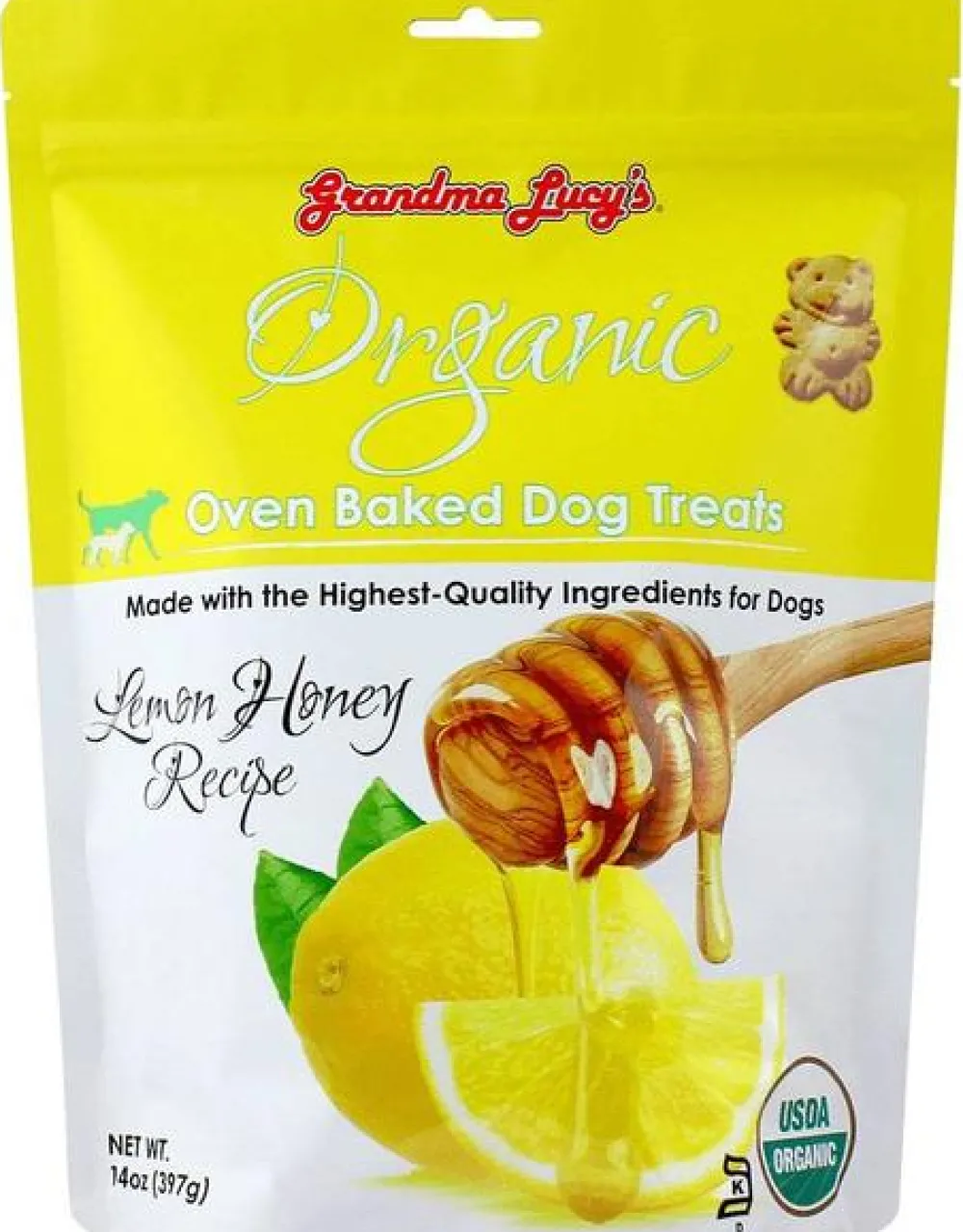 Grandma Lucy's Biscuits & Crunchy Treats^Organic Lemon Honey Oven Baked Dog Treats, 14-oz
