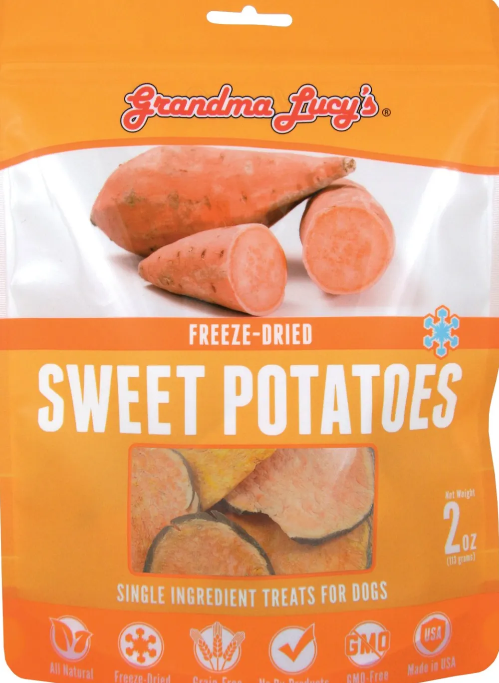Grandma Lucy's Freeze-Dried Treats^Singles Sweet Potatoes Freeze-Dried Dog Treats, 2-oz