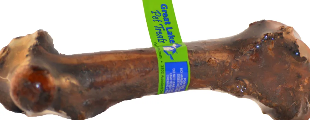 Great Lakes Pet Treats Bully Sticks & Natural Chews^Great Lakes Meaty Pork Femur Bone Dog Treats, 7-9-in