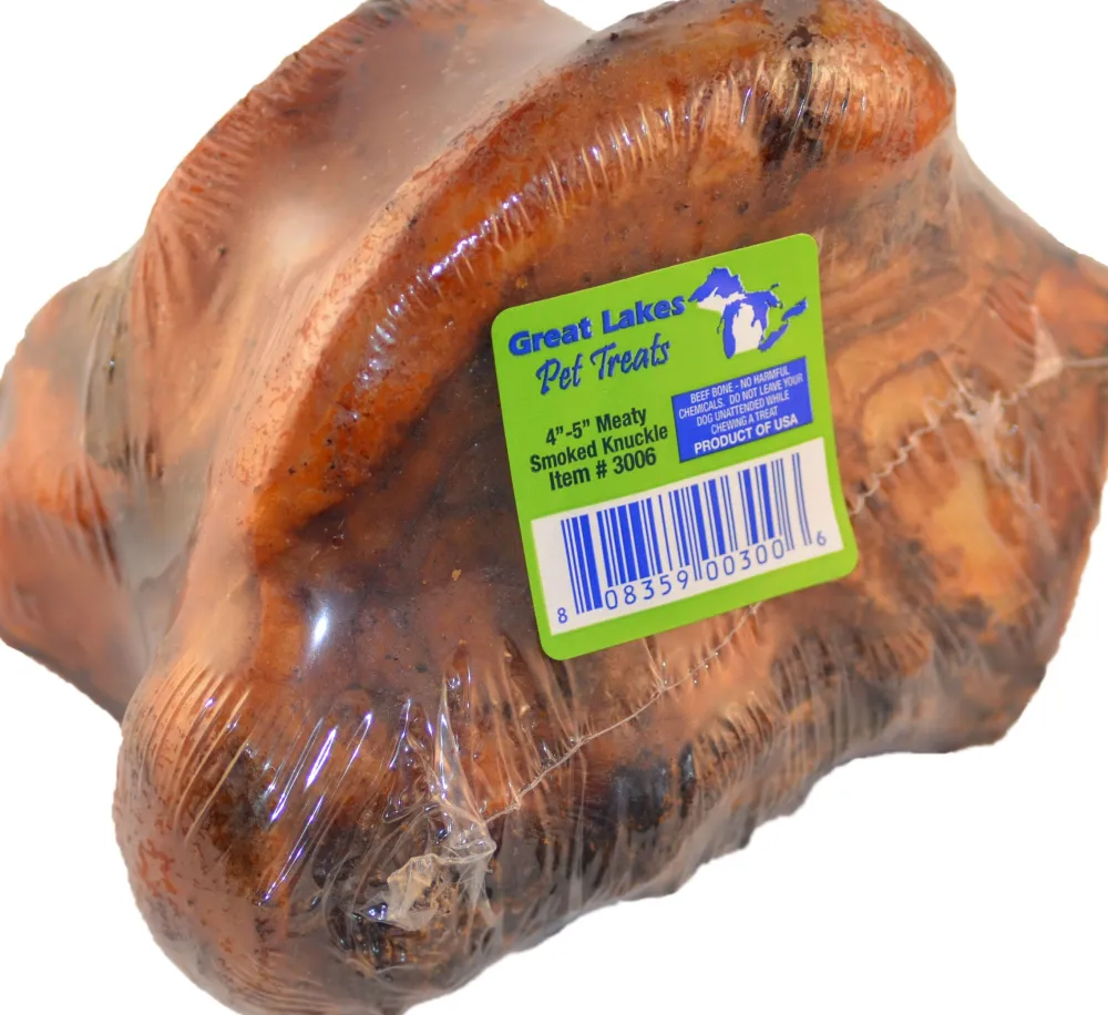 Great Lakes Pet Treats Bully Sticks & Natural Chews^Great Lakes Meaty Smoked Beef Knuckle Dog Treats, 4-5-in