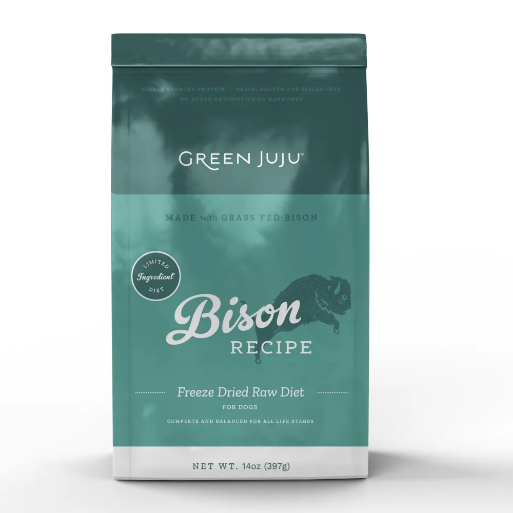 Green Juju Freeze-Dried Food^Limited Ingredient Diet Bison Raw Freeze-Dried Dog Food, 14-oz