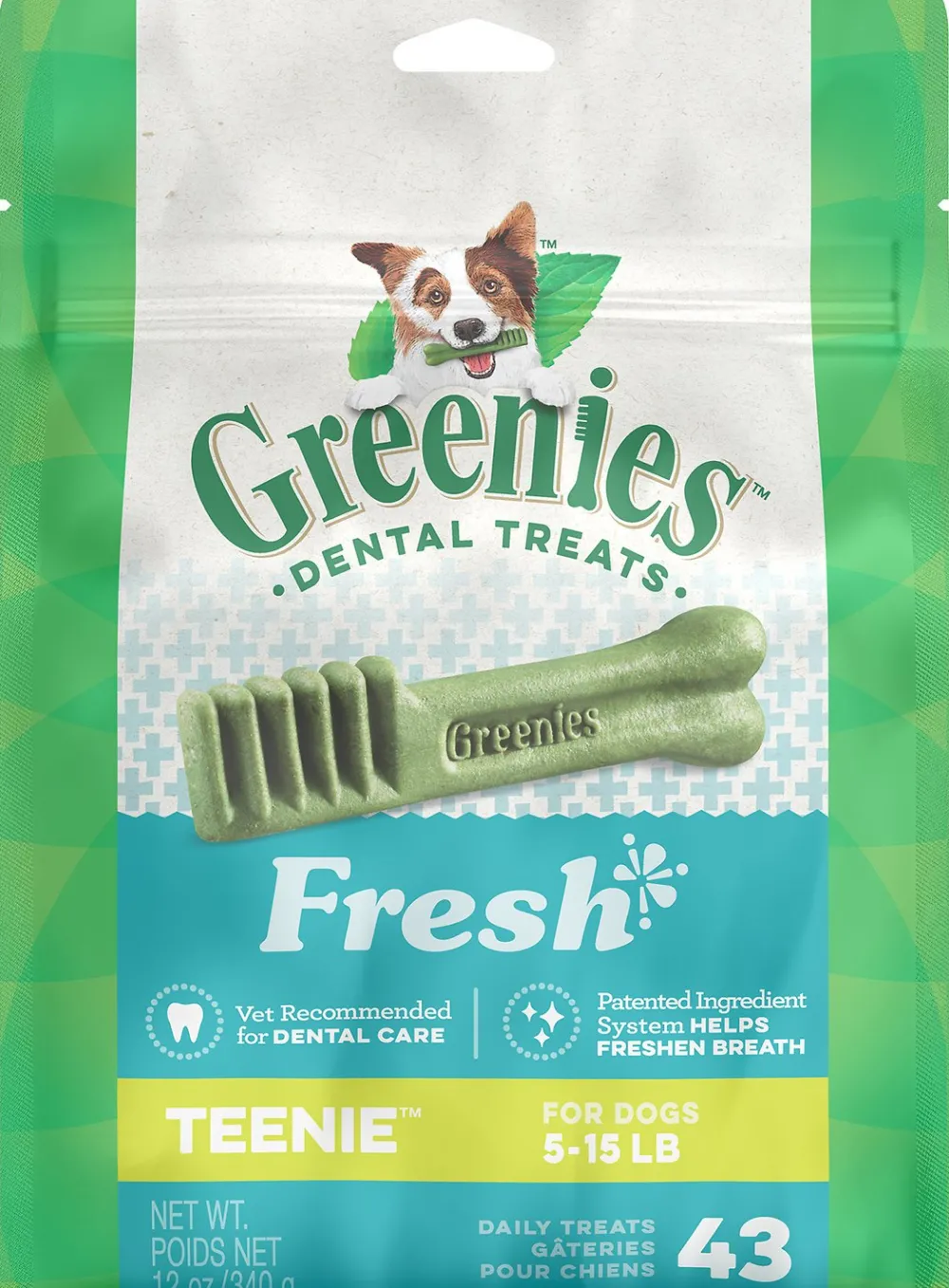 Greenies Dental & Hard Chews^Fresh Teenie Dental Dog Treats, 12-oz, 43-count