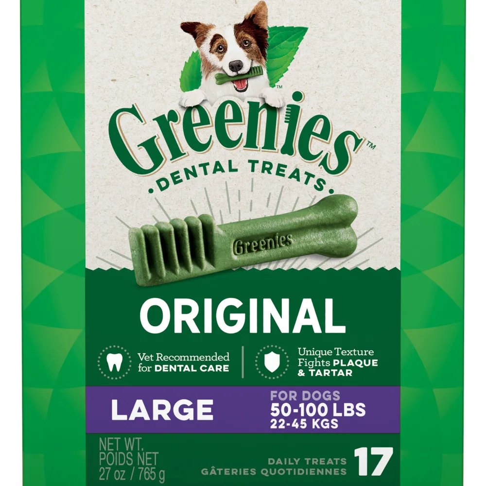Greenies Dental & Hard Chews^Original Large Dental Dog Treats, 27-oz, 17-count