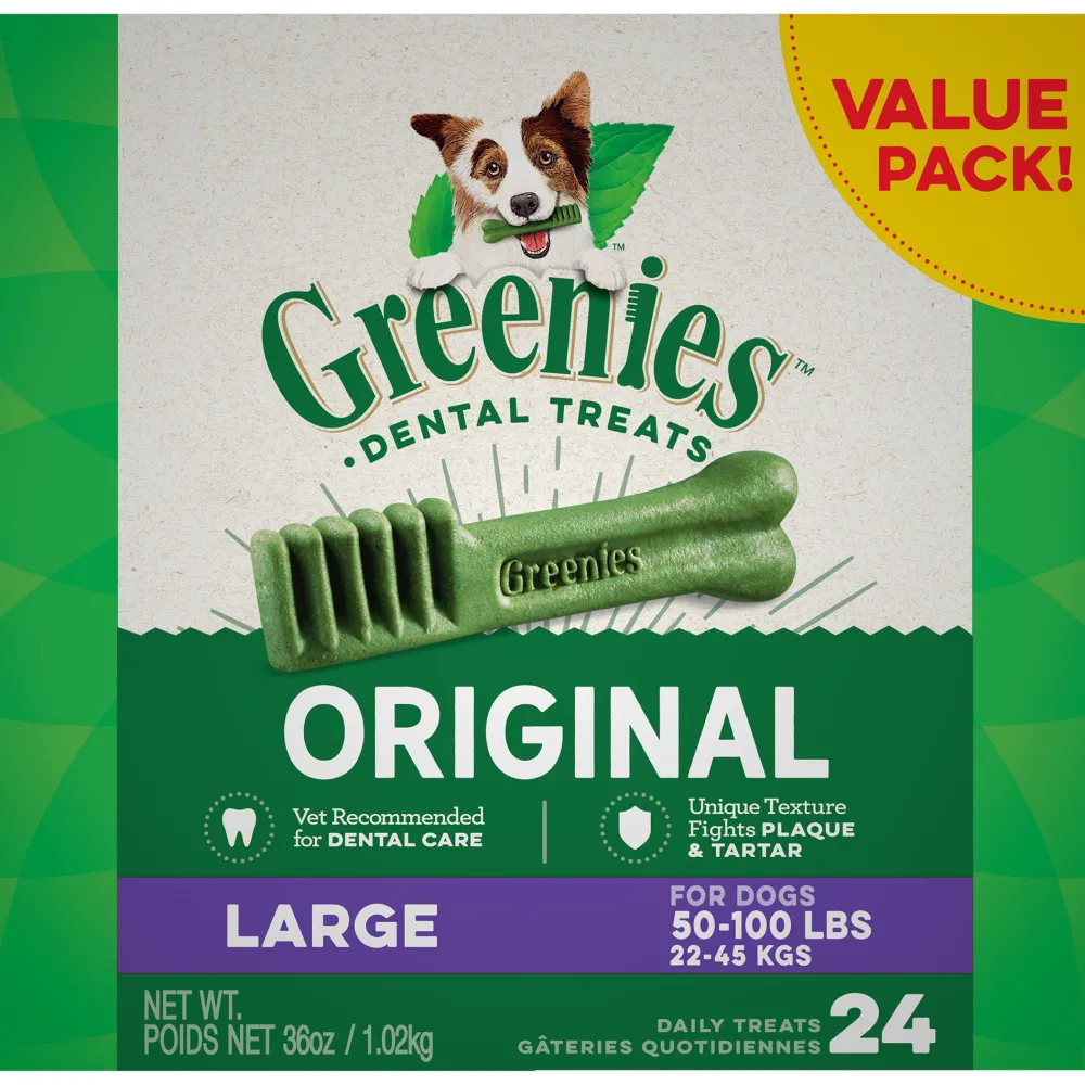 Greenies Dental & Hard Chews^Original Large Dental Dog Treats, 36-oz, 24-count