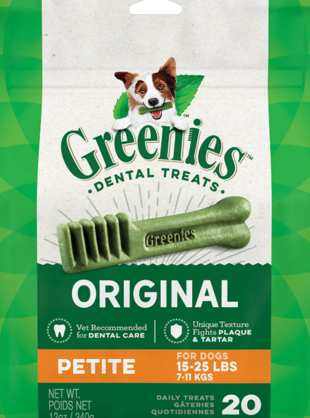 Greenies Dental & Hard Chews^Original Petite Dental Dog Treats, 12-oz, 20-count