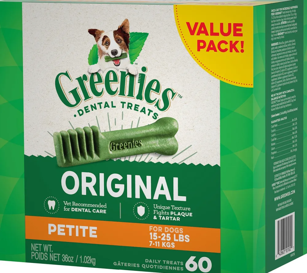 Greenies Dental & Hard Chews^Original Petite Dental Dog Treats, 36-oz, 60-count