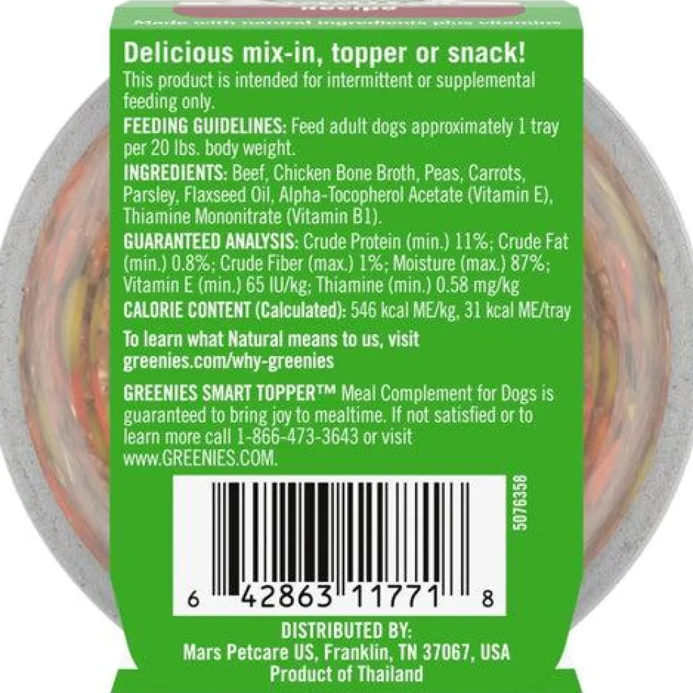 Greenies Food Toppings^Smart Topper Beef, Peas & Carrots Grain-Free Dog Food Topper, 2-oz