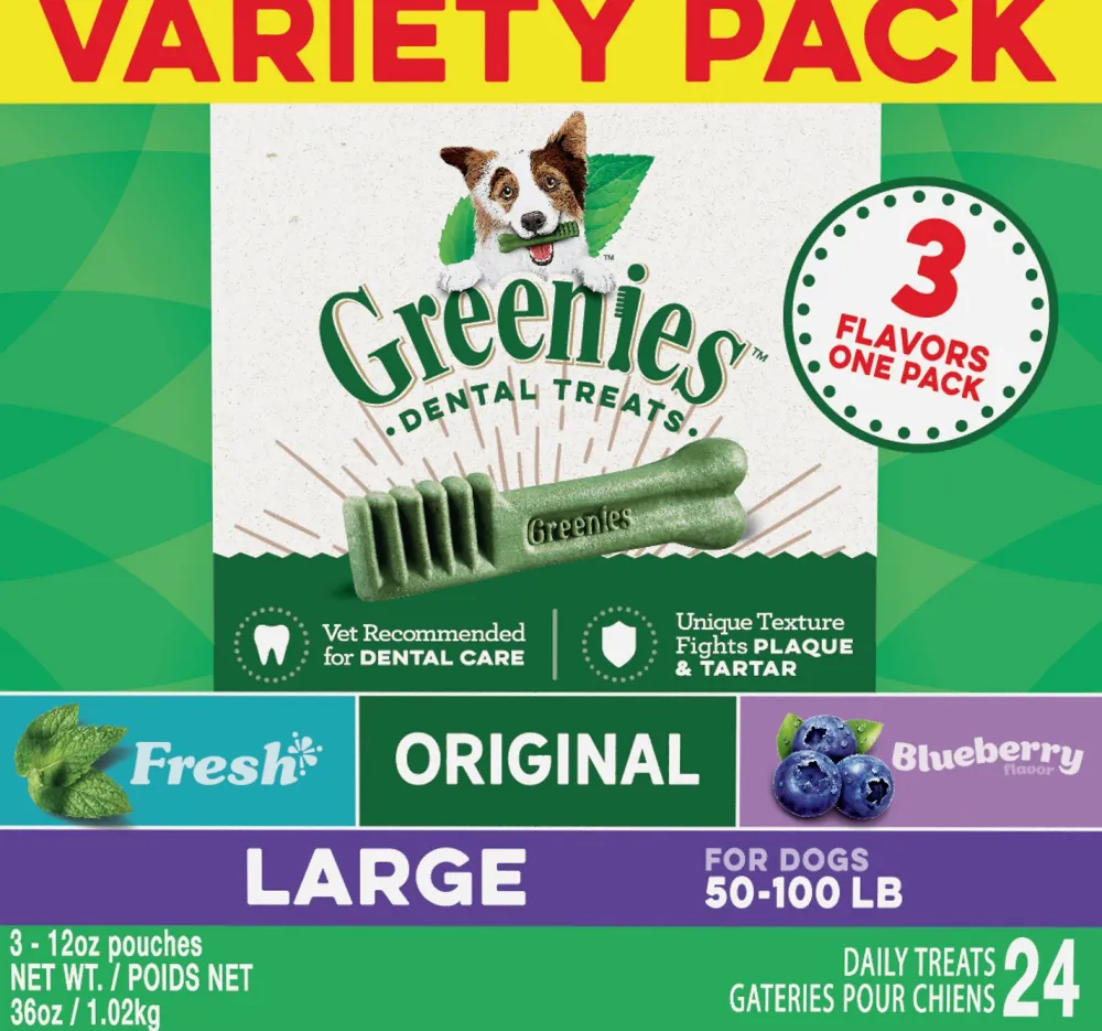Greenies Dental & Hard Chews^Variety Pack Large Dental Dog Treats, 24 count