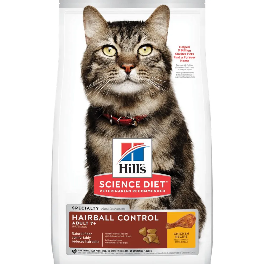 Hill's Science Diet Dry Food^Adult 7+ Hairball Control Chicken Dry Cat Food, 3.5-lb