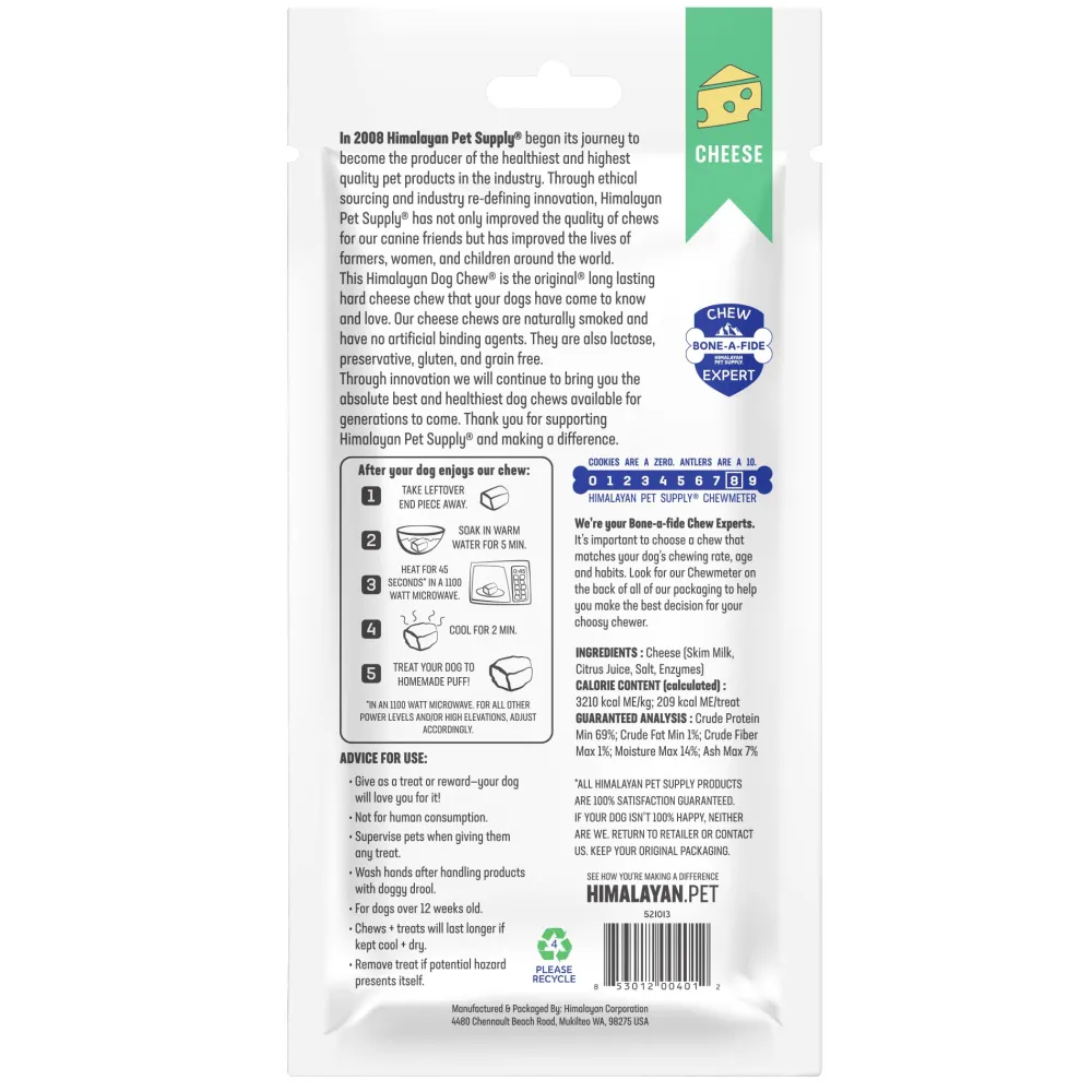 Himalayan Pet Supply Dental & Hard Chews^Dog Chew, Cheese, Medium
