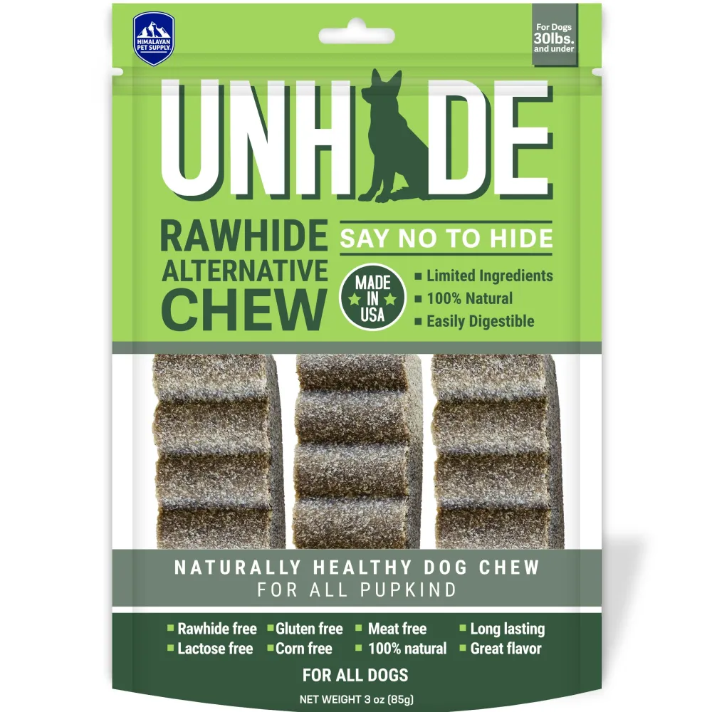 Himalayan Pet Supply Bully Sticks & Natural Chews^Unhide Rawhide Alternative Chew Dog Treats, Small, 3-count