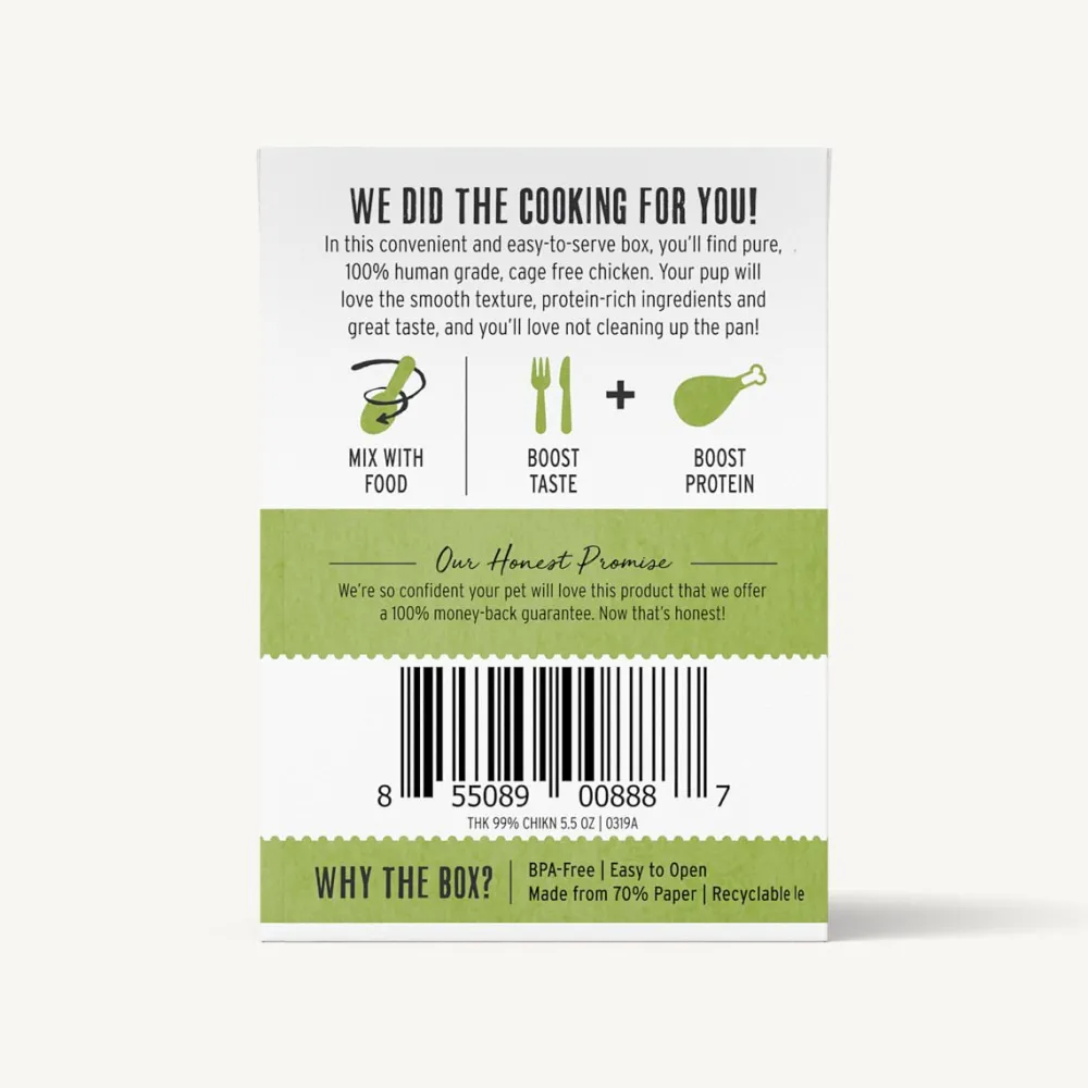 The Honest Kitchen Food Toppings^Honest Kitchen Grain-Free 99% Cage-Free Chicken Wet Dog Food Topper, 5.5-oz box