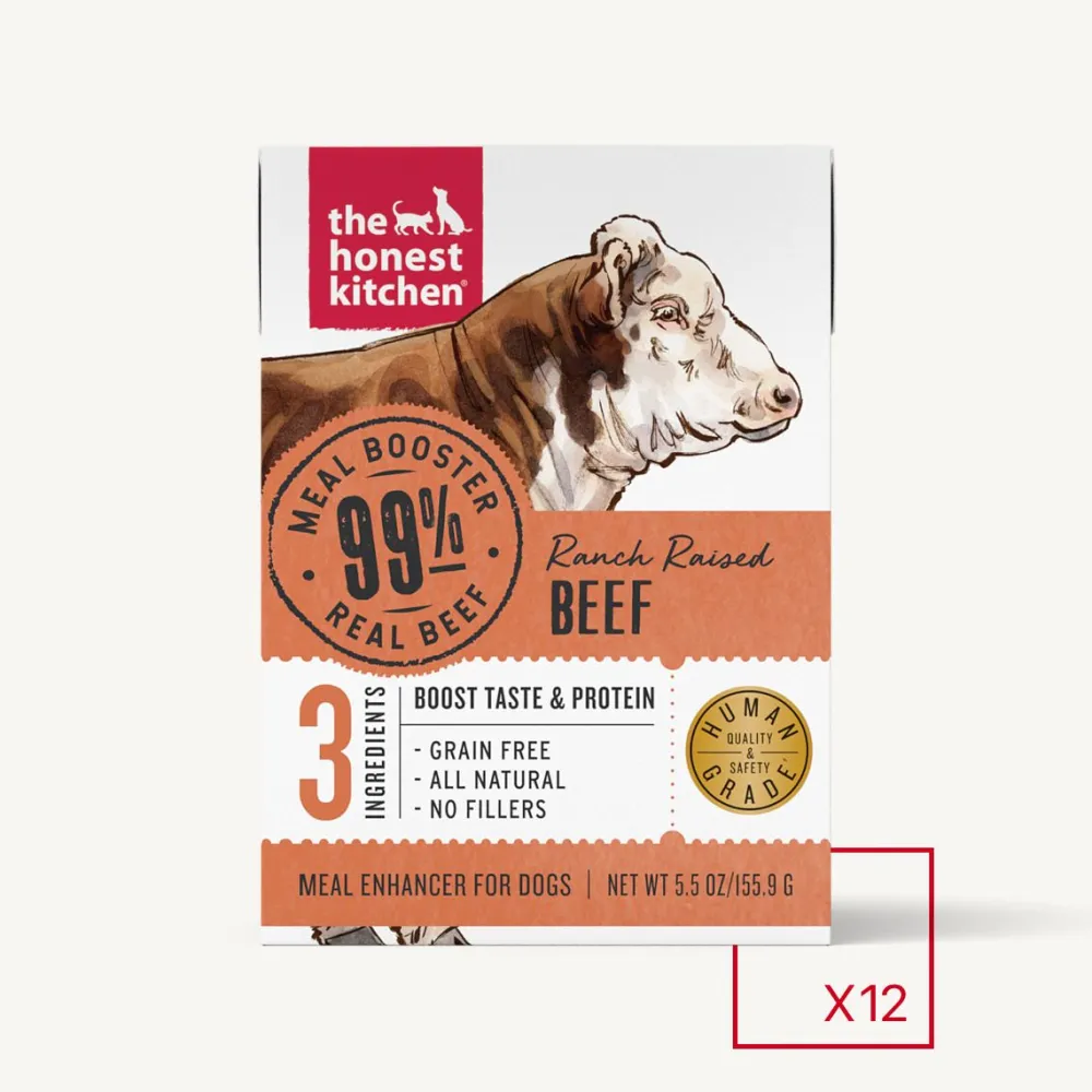 The Honest Kitchen Food Toppings^Honest Kitchen Grain-Free 99% Ranch-Raised Beef Wet Dog Food Topper, 5.5-oz box