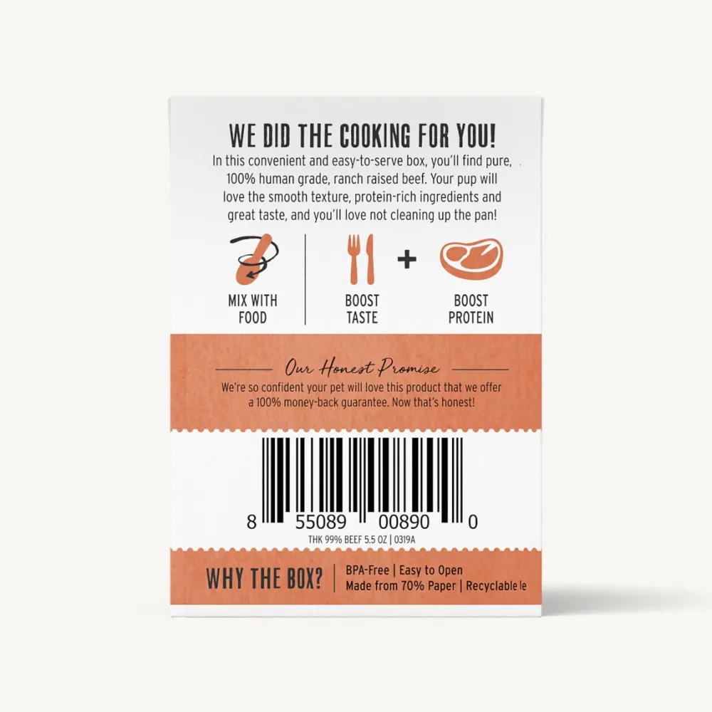 The Honest Kitchen Food Toppings^Honest Kitchen Grain-Free 99% Ranch-Raised Beef Wet Dog Food Topper, 5.5-oz box