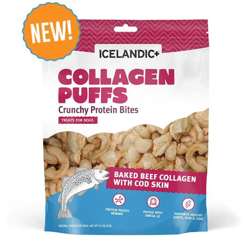 Icelandic+ Biscuits & Crunchy Treats^Beef Collagen Puffs with Fish Dog Treats, 2.5-oz