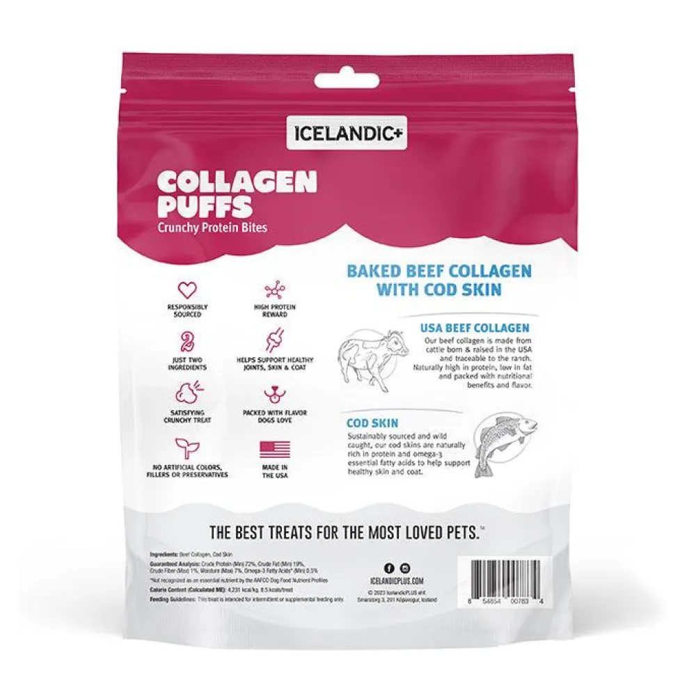 Icelandic+ Biscuits & Crunchy Treats^Beef Collagen Puffs with Fish Dog Treats, 2.5-oz