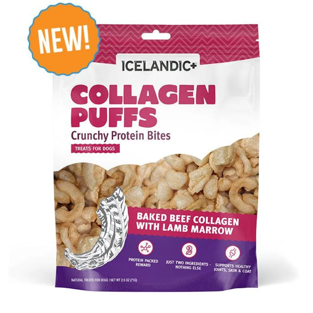 Icelandic+ Biscuits & Crunchy Treats^Beef Collagen Puffs with Marrow Dog Treats, 2.5-oz