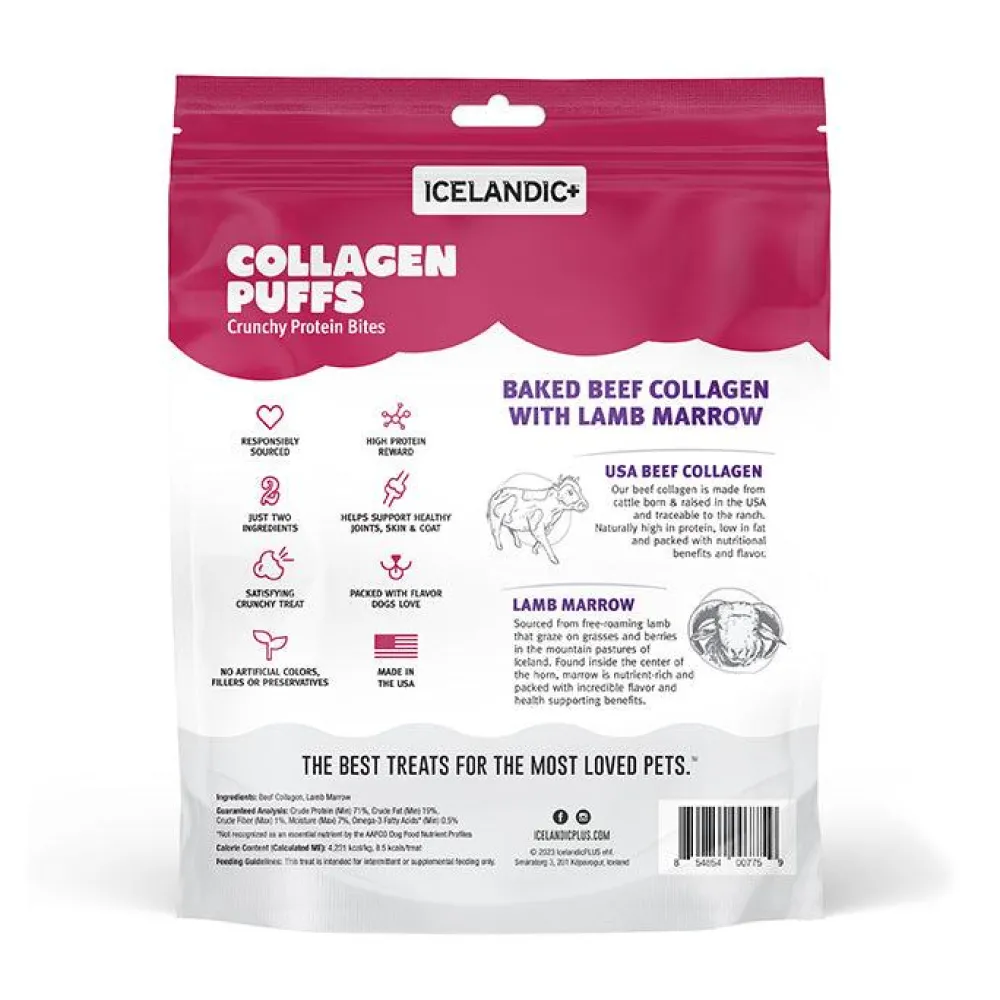 Icelandic+ Biscuits & Crunchy Treats^Beef Collagen Puffs with Marrow Dog Treats, 2.5-oz