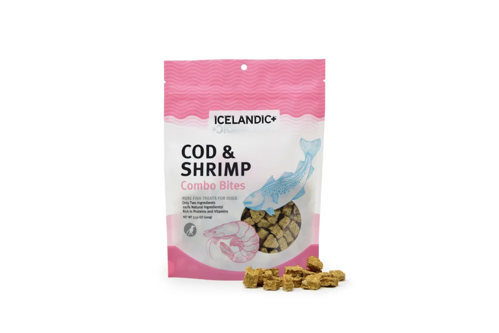 Icelandic+ Biscuits & Crunchy Treats^Combo Fish Bites Dog Treat, Cod & Shrimp, 3.52-oz