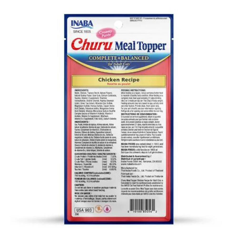 Inaba Food Toppings^Churu Meal Topper Chicken for Cats, 4-pk