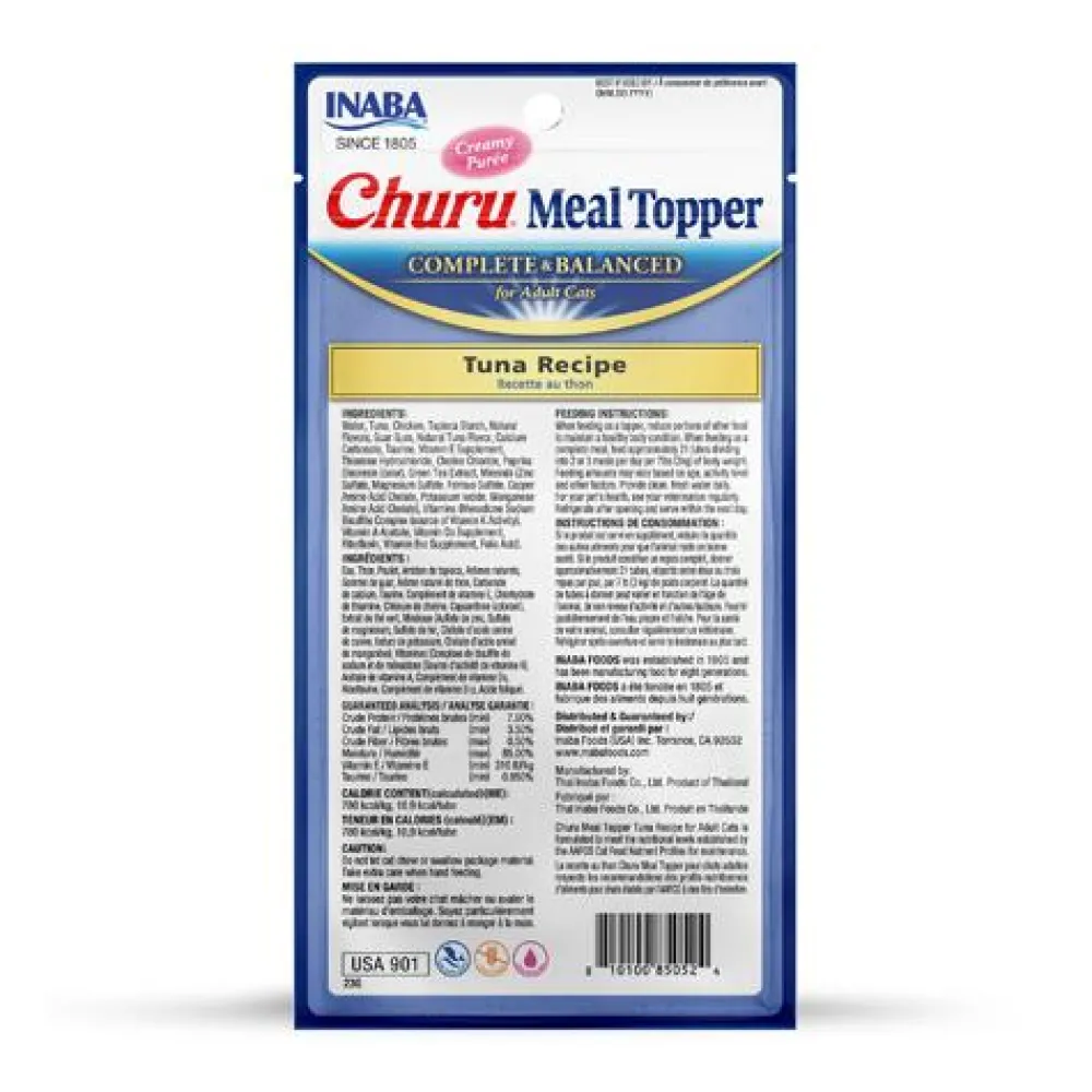 Inaba Food Toppings^Churu Meal Topper Tuna for Cats, 4-pk