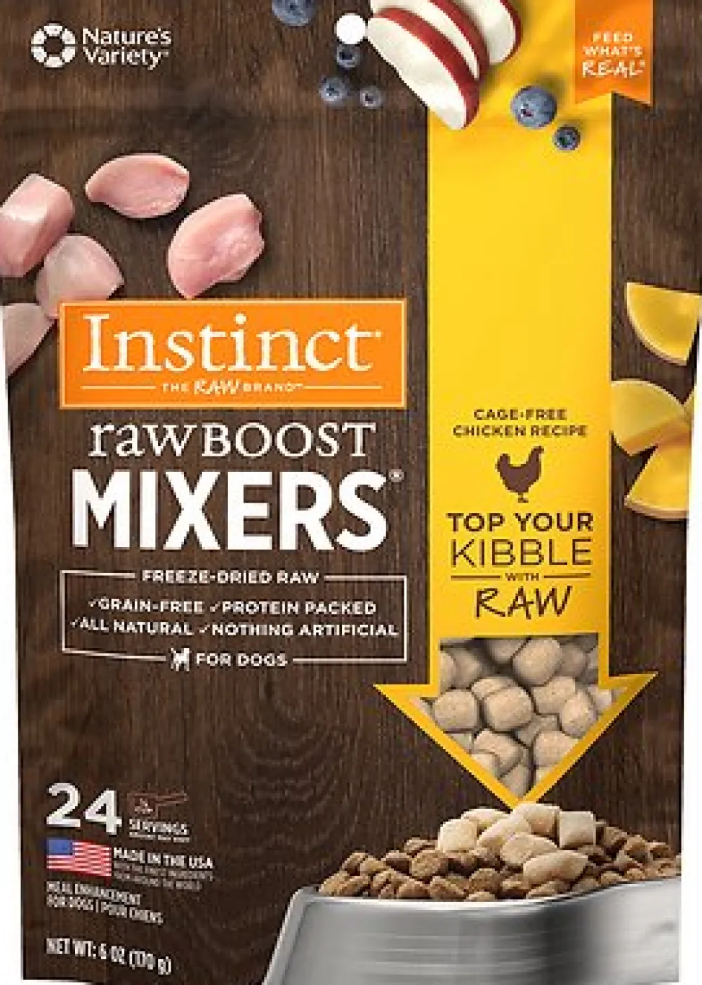 Instinct Food Toppings^Raw Boost Mixers Chicken Recipe Freeze-Dried Dog Food Topper, 6-oz