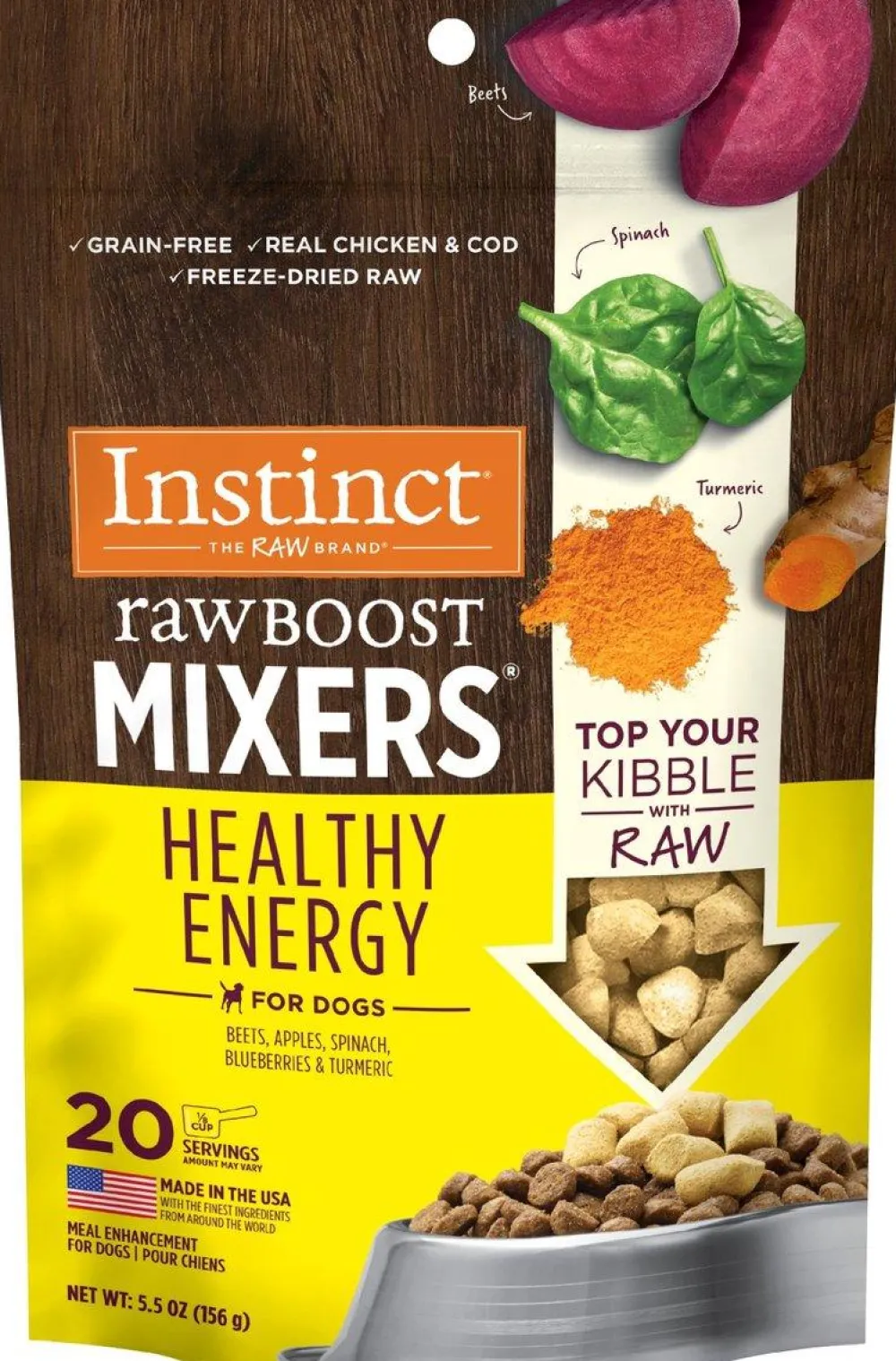 Instinct Food Toppings^Raw Boost Mixers Healthy Energy Freeze-Dried Dog Food Topper, 5.5-oz