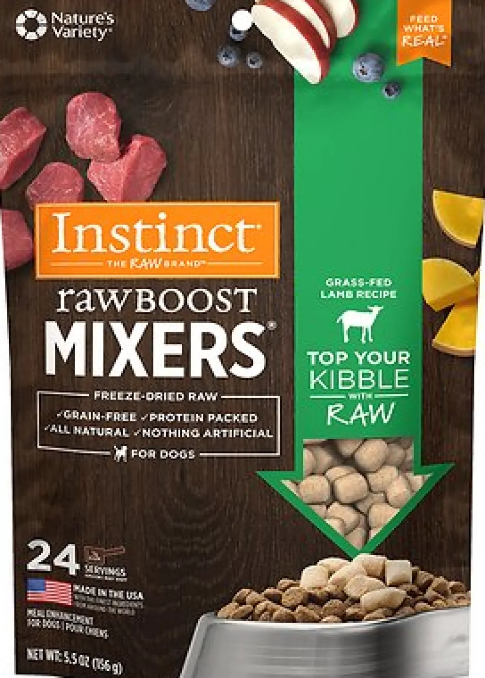 Instinct Food Toppings^Raw Boost Mixers Lamb Recipe Freeze-Dried Dog Food Topper, 5.5-oz