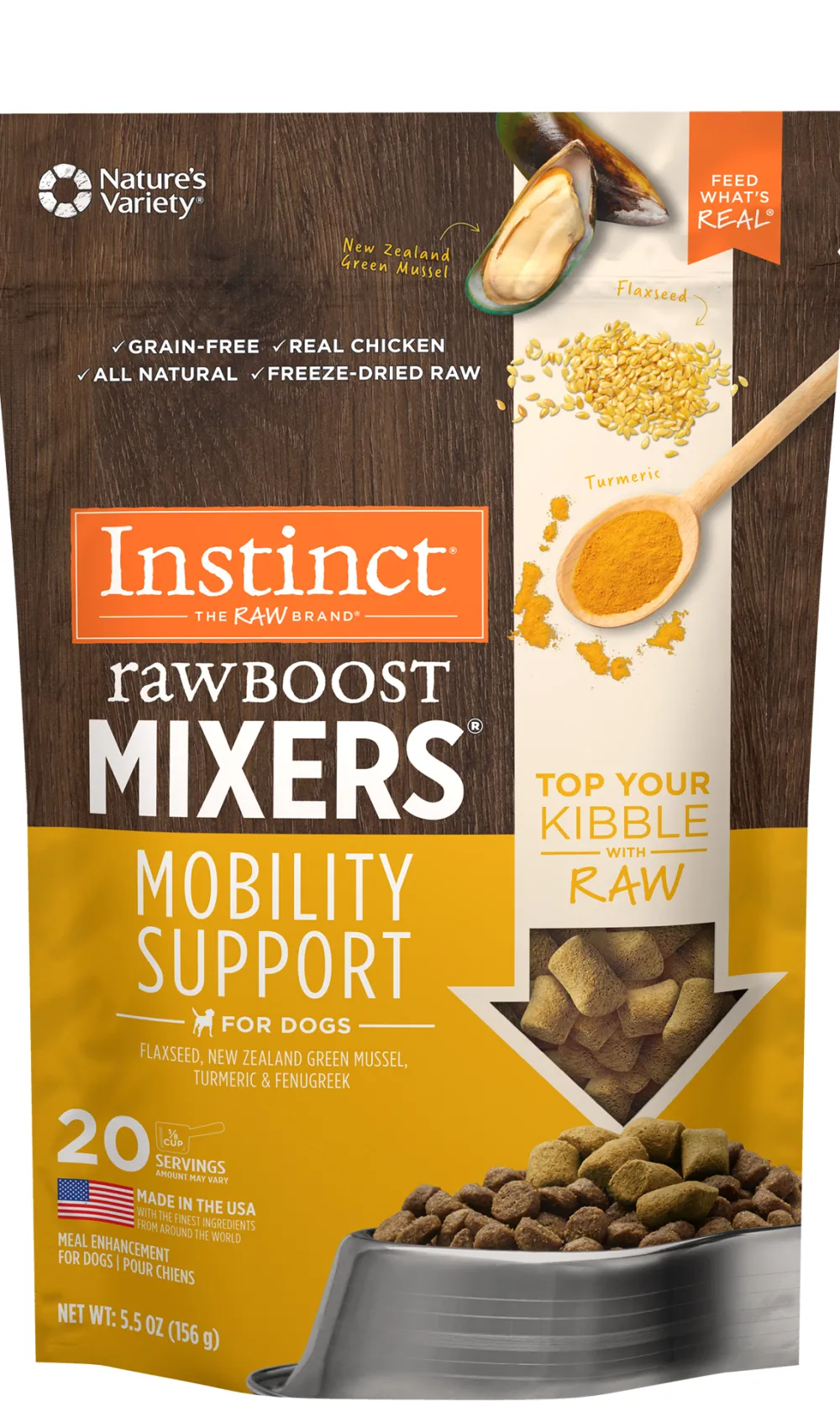 Instinct Food Toppings^Raw Boost Mixers Mobility Support Freeze-Dried Dog Food Topper, 5.5-oz